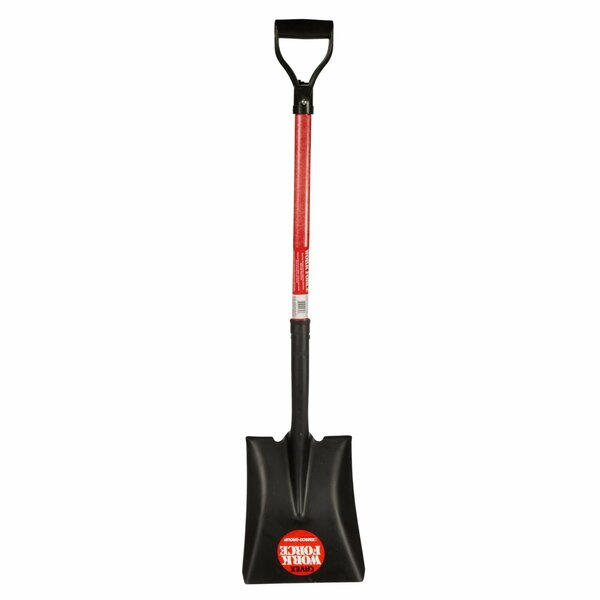 Workforce Square Point Shovel, 28in Fiberglass Handle, Heavy Duty 16 Gauge Steel Head 1236-1